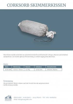 Cork Sorb Skimmerkissen Datenblatt